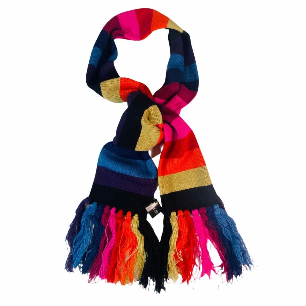 New York & Company NWT Multi Color Rectangle Stripe Womens Fringe Scarf‎